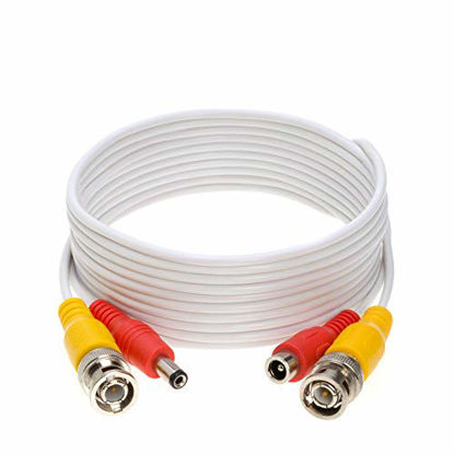 Picture of 10FT White Premade BNC Video Power Cable/Wire for Security Camera, CCTV, DVR, Surveillance System, Plug & Play (White, 10)
