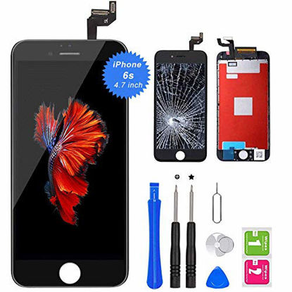 Picture of QTlier iPhone 6s Screen Replacement 4.7" Black,LCD Display & Touch Screen Digitizer with 3D Touch Full Assembly Set for iPhone 6s 4.7 inch with Repair Tool kit