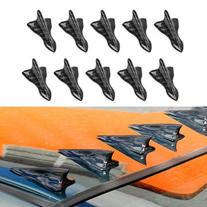 Picture of Alpha Racing Air Vortex Generator Diffuser Shark Fin 10pcs Set Kit for Spoiler Roof Wing Pointed End Style Carbon Fiber Pattern