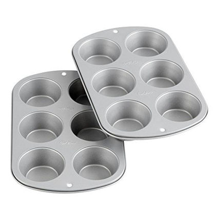 Picture of Wilton Recipe Right Non-Stick 6-Cup Standard Muffin Pan, Set of 2, Silver