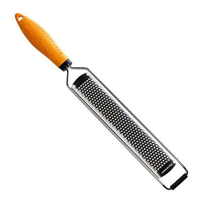 Picture of Deiss PRO Citrus Zester & Cheese Grater - Parmesan Cheese Lemon, Ginger, Garlic, Nutmeg, Chocolate, Vegetables, Fruits - Razor-Sharp Stainless Steel Blade, Wide, Dishwasher Safe