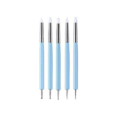 Picture of COMIART 5 X 2 Way Ball Styluses Dotting Tool Silicone Color Shaper Brushes Pen for Polymer Clay Pottery Modeling Sculpture Nail Art
