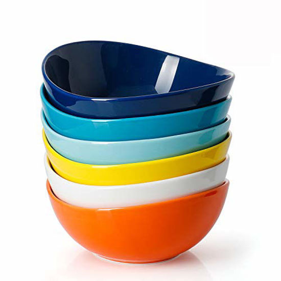 Picture of Sweese 102.002 Porcelain Bowls - 18 Ounce for Cereal, Salad, Dessert - Set of 6, Hot Assorted Colors