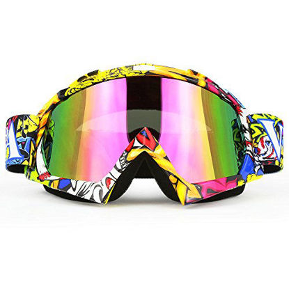 Picture of Professtional Adult Motorcycle Goggles Off Road Dirt Bike ATV Riding Motocross Mx Goggles Glasses for Men Women Youth Kids(C74)
