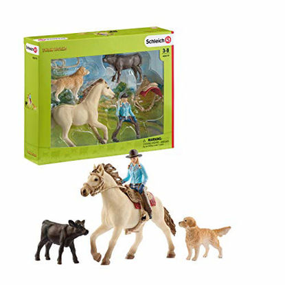 Picture of Schleich Farm World Western Riding Cowgirl & Horse Toy 6-piece Playset for Kids Ages 3-8