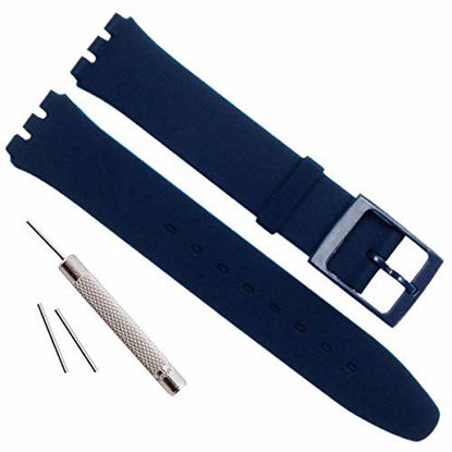 Picture of OliBoPo Ultra-thin Replacement Waterproof Silicone Rubber Watch Strap Watch Band for Swatch Skin Series (16mm, Navy Blue)