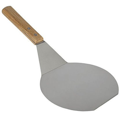 Picture of Extra-Large Stainless Steel Wide Spatula Turner with Strong Wooden Handle - Dishwasher Safe Pizza Peel Kitchen Utensil - Heavy Duty Oversized Metal Lifter for Grilling, Cooking, Baking Cake & Cookies