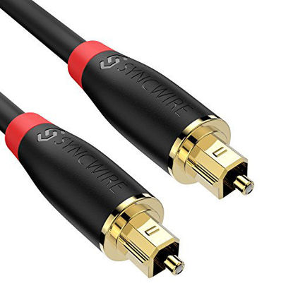 Picture of Digital Optical Audio Cable Toslink Cable - [24K Gold-Plated, Ultra-Durable] [S] Syncwire Fiber Optic Male to Male Cord for Home Theater, Sound Bar, TV, PS4, Xbox, Playstation & More - 5.9ft