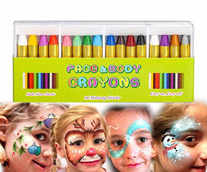 JOYIN 24 Colors Face Paint Safe & Non-Toxic Face and Body Crayons (Large Size 3 inch) Ultimate Party Pack Including 6