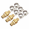 Picture of 3Sets Brass Garden Hose Mender End Repair Kit Water Hose End Mender with Stainless Steel Clamp,Female and Male Hose Connector (3/4)