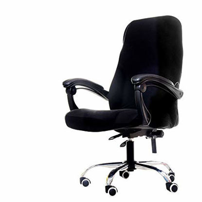 Picture of Deisy Dee Computer Office Chair Covers for Stretch Rotating Mid Back Chair Slipcovers Cover ONLY Chair Covers C162 (Black)