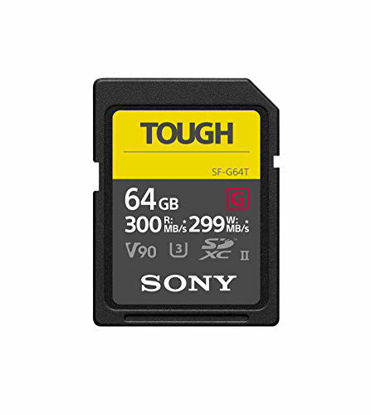 Picture of Sony TOUGH-G series SDXC UHS-II Card 64GB, V90, CL10, U3, Max R300MB/S, W299MB/S (SF-G64T/T1), Black