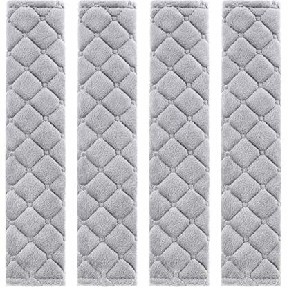 Picture of Tatuo 4 Pack Car Seat Belt Pads Seatbelt Protector Soft Comfort Seat Belt Shoulder Strap Covers Harness Pads Helps Protect Your Neck and Shoulder (Gray)