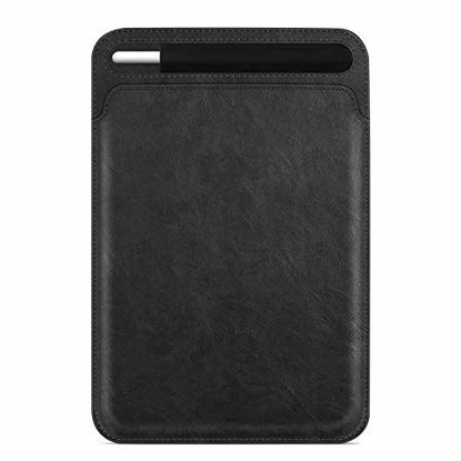 Picture of Fintie Sleeve with Pencil Holder for iPad Air 4th Gen 10.9 2020, iPad Pro 11" 2020/2018, Slim Fit Vegan Leather Protective Cover Carrying Case Bag, Compatible with iPad 10.2"/ iPad Air 10.5", Black