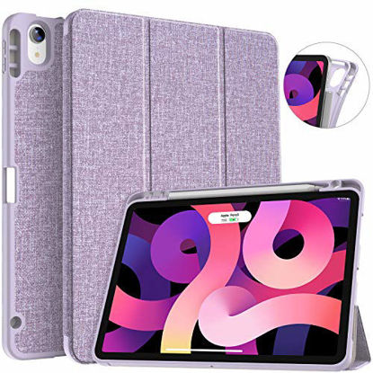 Picture of Soke iPad Air 4 Case 10.9 Inch 2020 with Pencil Holder - [Full Body Protection + Apple Pencil Charging], Soft TPU Back Cover for 2020 New iPad Air 4th Generation,New Violet