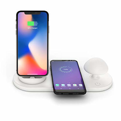 Picture of Omio Fast Wireless Charger Desk Lamp LED 3 in 1 Mushroom Night Light Phone Holder Wireless Charging Pad for iPhone 12/12 mini/12 Pro/12 Pro Max/11/11 Pro/11 Pro Max/Galaxy Note 20/S20/S10