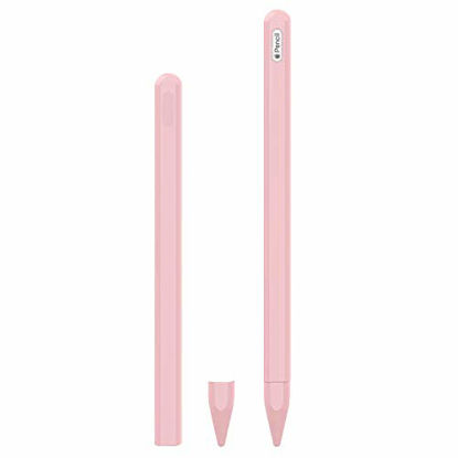 Picture of KELIFANG Silicone Case Compatible New Apple Pencil 2nd Generation, Protective Holder Sleeve and Nib Cover Compatible New Pro 11, 12.9 inches 2020 Apple Pencil 2 Gen (Pink)