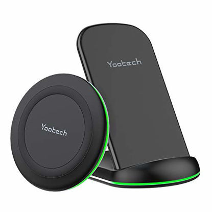 Picture of Yootech Wireless Charger, [2 Pack] Qi-Certified 10W Max Wireless Charging Pad Stand Bundle,Compatible with iPhone SE 2020/11 Pro,Galaxy S21/S20/Note 10/S10,AirPods Pro(No AC Adapter)