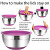 Picture of Mixing Bowls with Airtight Lids, 6 piece Stainless Steel Metal Bowls by Umite Chef, Colorful Non-Slip Bottoms Size 7, 3.5, 2.5, 2.0,1.5, 1QT, Great for Mixing & Serving