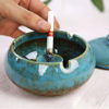 Picture of Lependor Ceramic Ashtray with Lids, Windproof, Cigarette Ashtray for Indoor or Outdoor UseAsh Holder for Smokers,Desktop Smoking Ash Tray for Home Office Decoration - Blue