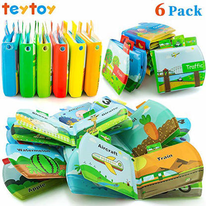 Picture of teytoy My First Baby Bath Books, Nontoxic Fabric Soft Baby Bath Toys Early Education Toys Activity Waterproof Baby Books for Toddler, Infants and Kids Perfect for Baby Shower -Pack of 6