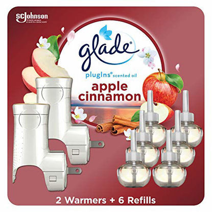 Picture of Glade PlugIns Refills Air Freshener Starter Kit, Scented Oil for Home and Bathroom, Apple Cinnamon, 4.02 Fl Oz, 2 Warmers + 6 Refills
