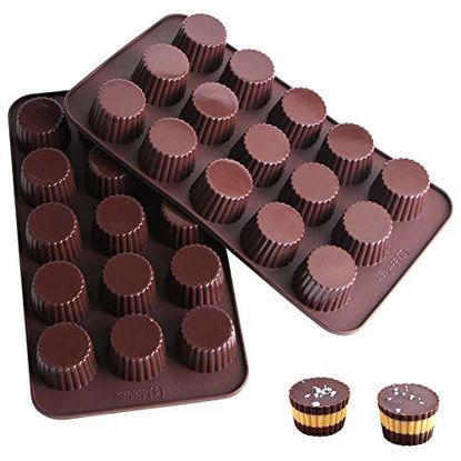 Picture of Webake Chocolate Candy Molds Silicone Baking Mold for Snack Size Peanut Butter Cup, Jello, Keto Fat Bombs and Cordial, Pack of 2