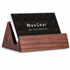 Picture of MaxGear Wood Business Card Holder Desk Business Card Holder Stand Wooden Business Card Display Holders for Desktop Business Cards Stand for Office and Home, Walnut3.8x2.6x1.8 in, Mountain