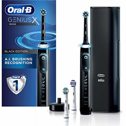 Picture of Oral-B GENIUS X Electric Toothbrush With 3 Replacement Brush Heads & Case, Black, 1 Count