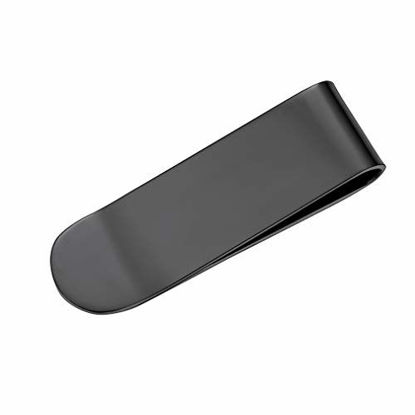 Picture of FaithHeart Steel Money Clip, Customize Available Credit Card Clip for Father, Stainless Steel Men Minimalist Wallet Charms Money Card Holder-Black