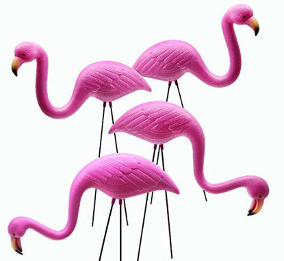 Picture of GiftExpress Set of 4, Small Pink Flamingo Yard Ornament/Mini Lawn Flamingo Ornaments/Pink Flamingo Garden Yard Decor (4)
