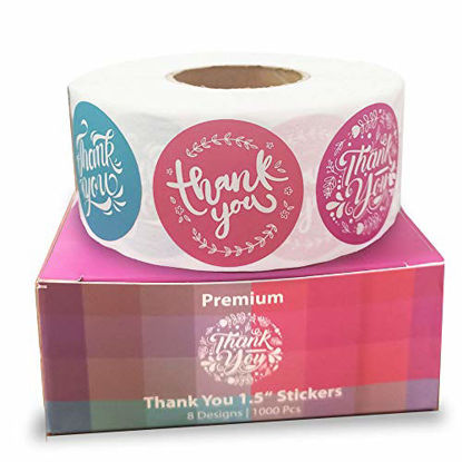 Picture of Howcrafts Thank You Stickers Roll of 1000, 8 Designs, 1.5 Inch | Thank You Stickers Small Business Supplies | Thank You for Your Purchase Stickers for mailers Poly Bags polymailers