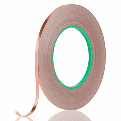 Picture of Tifanso Copper Tape Copper Foil Tape Conductive Adhesive Tape with Double Sided for Stained Glass, EMI Shielding, Electrical Repairs, Guitar, Crafting, Garden (1/4inch×52yds)