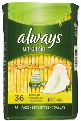 Picture of Always Ultra Thin Regular Pads with Wings, Unscented - 36 Count