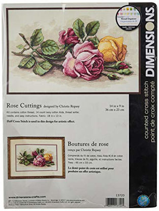 Picture of Dimensions 'Rose Cuttings' Floral Counted Cross Stitch Kit, 14 Count Ivory Aida, 14'' x 9''