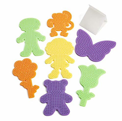 Picture of Perler 22645 Fuse Bead Pegboards 7-Pack-Boy/Girl/Bear/Monkey/Butterfly/2 Flowers