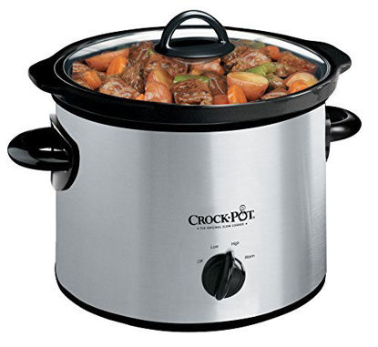 Picture of Crock-Pot 3-Quart Round Manual Slow Cooker, Stainless Steel and Black - SCR300-SS