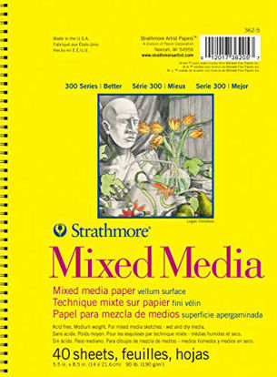 Picture of Strathmore (362-5) 300 Side Spiral Binding Acid-Free Medium-Weight Mixed Media Pad, 5.5"x8.5", 40 Sheets