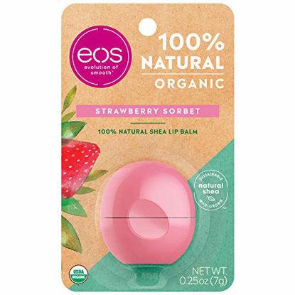 Picture of eos USDA Organic Lip Balm - Strawberry Sorbet | Lip Care to Moisturize Dry Lips | 100% Natural and Gluten Free | Long Lasting Hydration | 0.25 oz