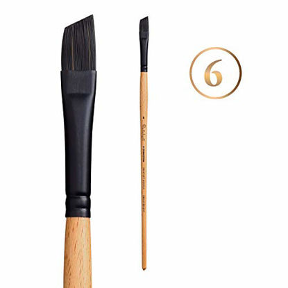 Picture of Princeton Catalyst Polytip, Brushes for Acrylic and Oil, Series 6400 Long Handle, Angle Bright, Size 6