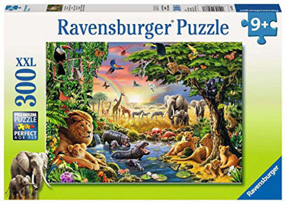 Picture of Ravensburger Evening at The Waterhole 300 Piece Jigsaw Puzzle for Kids - Every Piece is Unique, Pieces Fit Together Perfectly