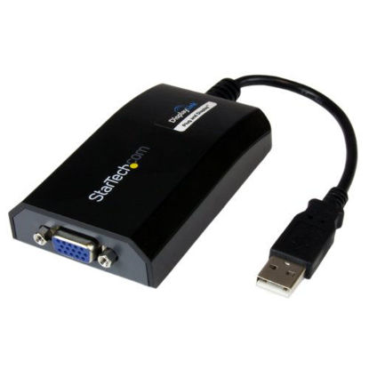 Picture of StarTech.com USB to VGA Adapter - 1920x1200 - External Video & Graphics Card - Dual Monitor - Supports Mac & Windows and Mirror & Extend Mode (USB2VGAPRO2),Black