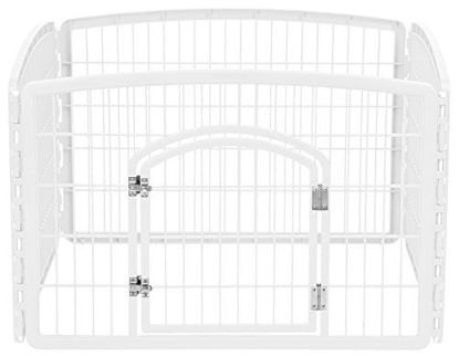Picture of IRIS USA 4-Panel Pet Playpen with Door, size 35.25"L x 35.25"W x 24"H CI-604, White