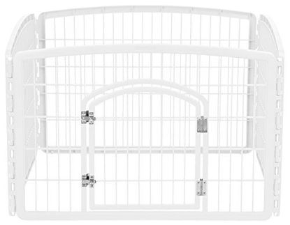 Picture of IRIS USA 4-Panel Pet Playpen with Door, size 35.25"L x 35.25"W x 24"H CI-604, White