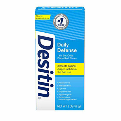 Picture of Desitin Daily Defense Baby Diaper Rash Cream with 13% Zinc Oxide Barrier Cream, No Flavour, 2 Ounce