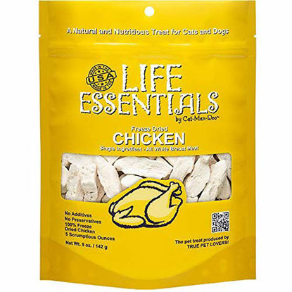 Picture of LIFE ESSENTIALS By Cat-Man-Doo All Natural Freeze Dried Chicken For Dogs & Cats - No Fillers, Preservatives, or Additives -- Grain Free Tasty Treat -- 5 Oz Bag -- Made in USA