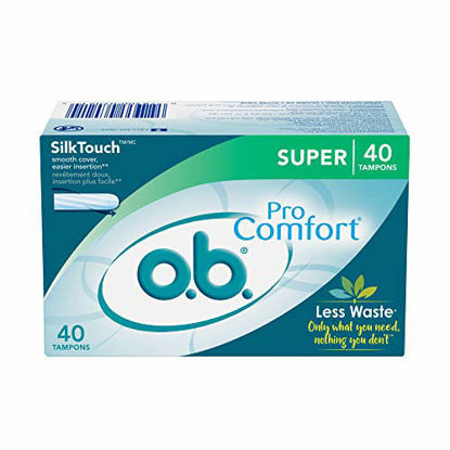 Picture of o.b. Pro-Comfort Non-Applicator Tampons, Super Absorbancy, 40 Count (Pack of 1)