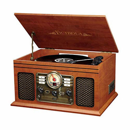 Picture of Innovative Technology VTA-200B MH Victrola Nostalgic Classic Wood 6-in-1 Bluetooth Turntable Entertainment Center, Mahogany