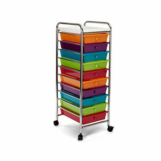 Picture of Seville Classics 10-Drawer Multipurpose Mobile Rolling Utility Storage Organizer with Tray Cart, Multicolor (Pearlized)