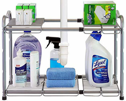 Picture of DecoBros Under Sink 2 Tier Expandable Shelf Organizer, Silver